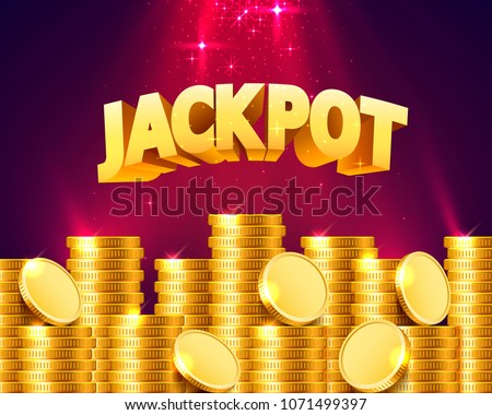 Jackpot in the form of gold coins. Isolated on red background. Vector illustration