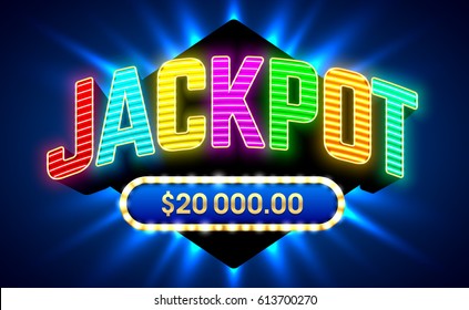 Jackpot gambling game bright banner with winning, vector illustration