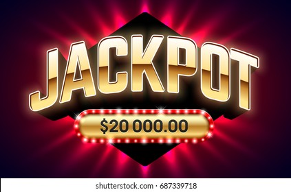 Jackpot, gambling game bright banner with winning. Casino or lottery advertising template, vector illustration