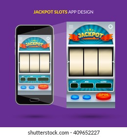 Jackpot game UI design. Vector template for mobile application.