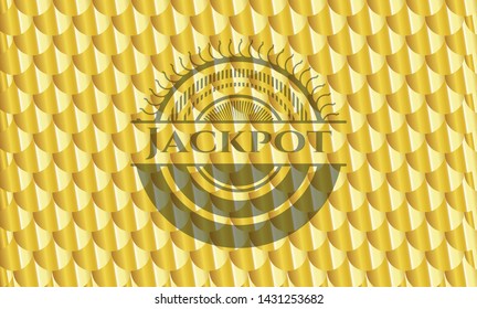 Jackpot golden badge. Scales pattern. Vector Illustration. Detailed.