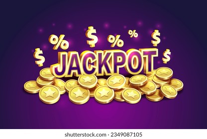 Jackpot golden coins, financial winner jackpot. Vector illustration