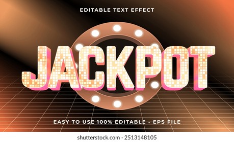 jackpot gradient text style effect template, 3D glow light editable text effect