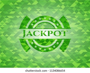 Jackpot green emblem with mosaic background