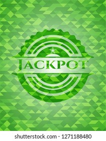 Jackpot green emblem. Mosaic background