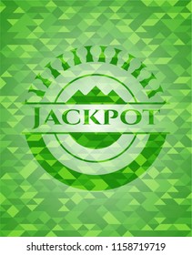 Jackpot green emblem with mosaic ecological style background