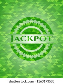 Jackpot green emblem with mosaic ecological style background