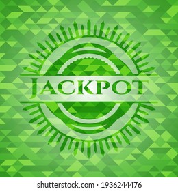 Jackpot green mosaic emblem. Vector Illustration. Detailed. 
