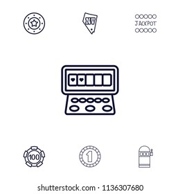 Jackpot icon. collection of 7 jackpot outline icons such as 100 casino chip, casino chip, slot machine, vegas, 1 casino chip. editable jackpot icons for web and mobile.