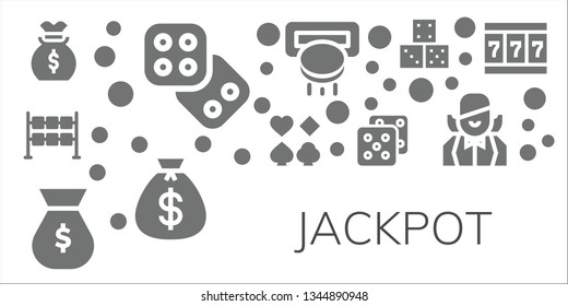 jackpot icon set. 11 filled jackpot icons.  Simple modern icons about  - Money bag, Dice, Poker, Slot machine, Croupier