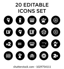 Jackpot icons. set of 20 editable filled jackpot icons such as slot machine, 100 casino chip, casino chip, vegas. best quality jackpot elements in trendy style.