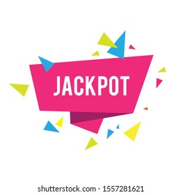 Jackpot! Iinformation banner with triangles. Game and social media design.