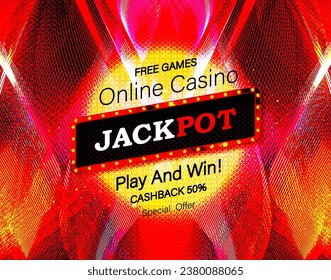Jackpot. The inscription Jackpot on a red background with a gold frame, paws and gold coins. Vector illustration