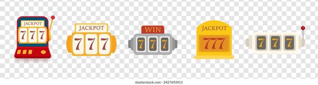 Jackpot line icon set. Casino, winning, lottery, game, victory, lucky, sevens, excitement, prize, chips, wealth, slot machines. Vector line icon for business and advertising
