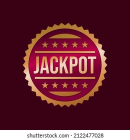 Jackpot Lottery Casino Games Winner Rewards Icon Label Design Vector