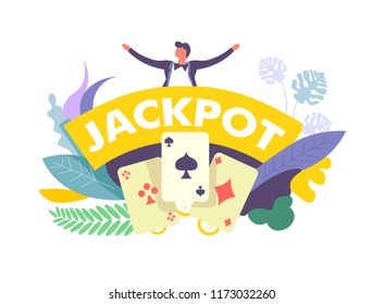 Jackpot lucky win in casino money rewards vector