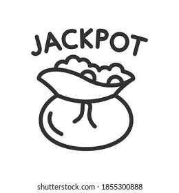 jackpot, money bag, casino, linear icon. Editable stroke