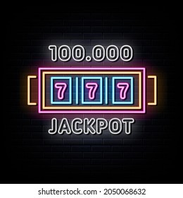 Jackpot Neon Signs Vector. Design Template Neon Style