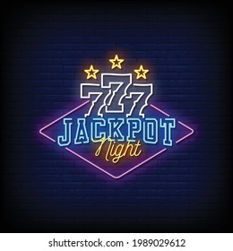 Jackpot Night Neon Signs Style Text Vector