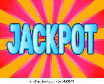 JACKPOT on colored sunburst background, luxurious shiny text.  EPS10 Vector Illustration.