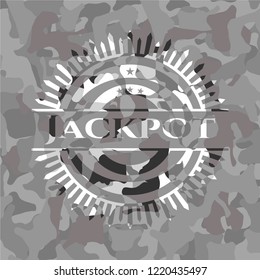 Jackpot on grey camouflage texture