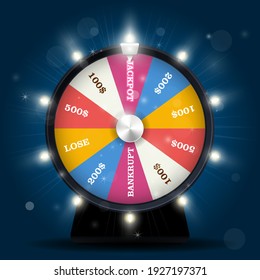 Jackpot on wheel of fortune - lottery win concept, vector