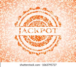 Jackpot orange mosaic emblem with background