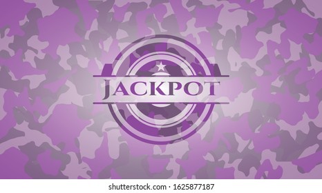 Jackpot pink on camo texture. Vector Illustration. Detailed.