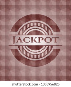 Jackpot red emblem with geometric pattern background. Seamless.