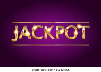 Jackpot retro banner with glowing lamps. Vector illustration for winners of poker, cards, roulette and lottery.