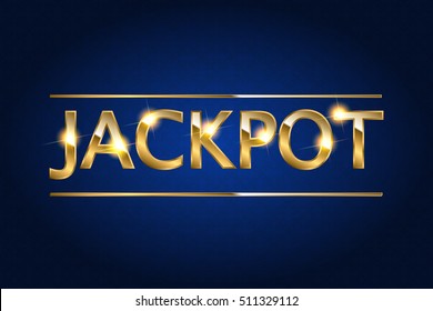 Jackpot retro banner with glowing lamps. Vector illustration for winners of poker, cards, roulette and lottery.
