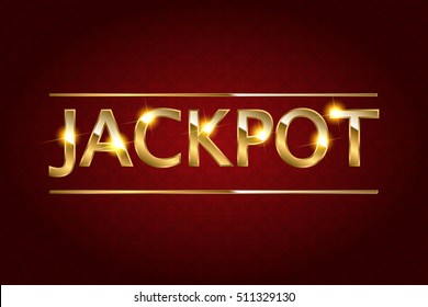 Jackpot retro banner with glowing lamps. Vector illustration for winners of poker, cards, roulette and lottery.