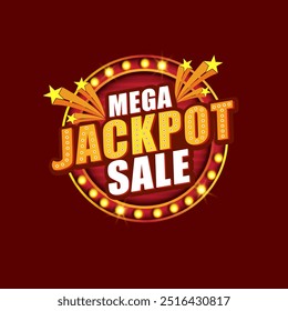 Jackpot Sale 3d Retro Lights Logo. Advertising, Marketing Offers, Promotional Logo Unit Vector Illustration