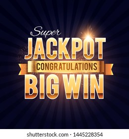 Jackpot shining gold banner with light bulbs and effects.