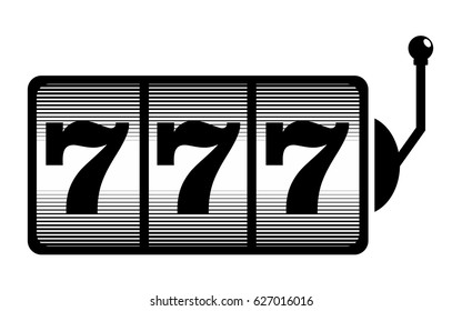 Jackpot Simple Black And White Illustration Of Lucky Seven On Slot Machine Vector Icon For Web