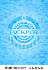 Jackpot sky blue emblem with mosaic background