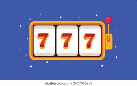 Jackpot Spielautomat 777 gewinnt, Casino Big Win Spielautomat Vektorillustration Stock Vektorgrafik