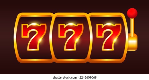 Jackpot. Slot machine with three sevens. Payline. Vector clipart.