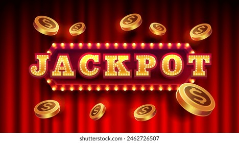 Jackpot slots icons, slot sign machine, night Vegas. Vector illustration