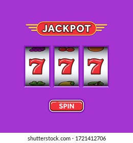 Jackpot triple seven in a mauve slot machine. Lucky seven. Casino vegas game. Slot machine game prize. Win 777 jackpot