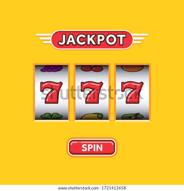 Jackpot\
triple seven in a yellow slot machine. Lucky seven. Casino vegas\
game. Slot machine game prize. Win 777\
jackpot