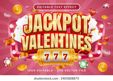 efecto de texto 3d de jackpot valentines day y efecto de texto editable