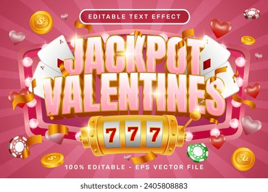 efecto de texto 3d de jackpot valentines day y efecto de texto editable
