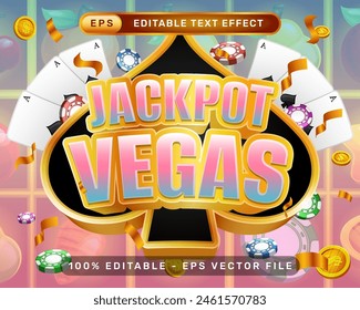 jackpot vegas 3d text effect and editable text effect with black spade border illustration