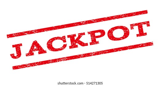 Jackpot watermark stamp. Text tag between parallel lines with grunge design style. Rubber seal stamp with scratched texture. Vector red color ink imprint on a white background.