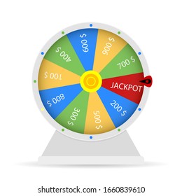 Jackpot win in wheel lottery. Happy win in casino, illustration lucky gamble entertainment. Vector gamble game