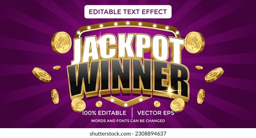 ganador de jackpot 3d Efecto de texto editable