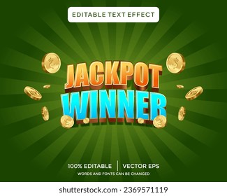 plantilla de efectos de texto 3D para el ganador de jackpot