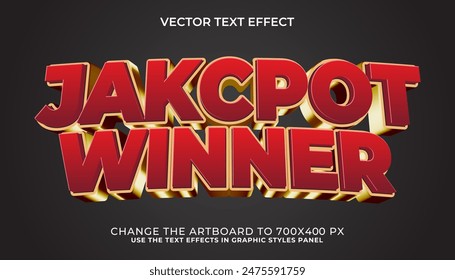 jackpot winner 3d text effect, font editable, typography