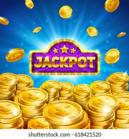 Jackpot Winner Background. Gold Coins Illustration. Eps10 Vector.